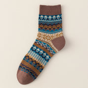 Men's Vintage Fair Isle Textured Wool Blend Ankle Socks
