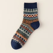 Men's Vintage Fair Isle Textured Wool Blend Ankle Socks