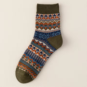 Men's Vintage Fair Isle Textured Wool Blend Ankle Socks