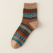 Men's Vintage Fair Isle Textured Wool Blend Ankle Socks