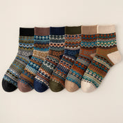 Men's Vintage Fair Isle Textured Wool Blend Ankle Socks