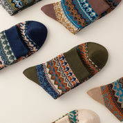 Men's Vintage Fair Isle Textured Wool Blend Ankle Socks