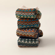 Men's Vintage Fair Isle Textured Wool Blend Ankle Socks