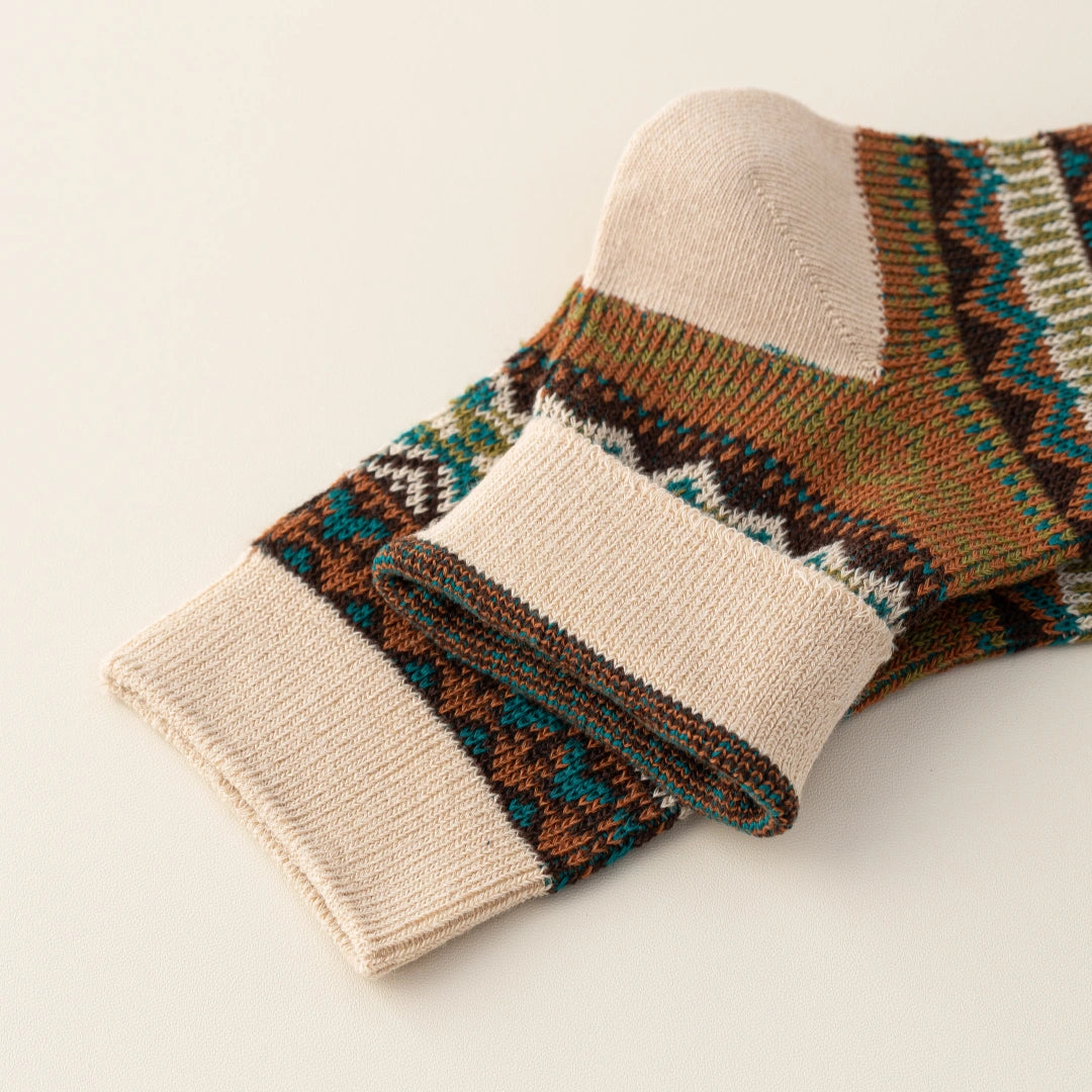 Men's Vintage Fair Isle Textured Wool Blend Ankle Socks