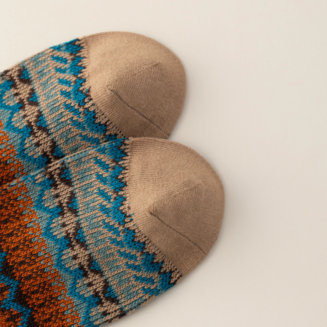 Men's Vintage Fair Isle Textured Wool Blend Ankle Socks