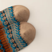 Men's Vintage Fair Isle Textured Wool Blend Ankle Socks