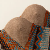 Men's Vintage Fair Isle Textured Wool Blend Ankle Socks