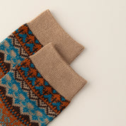 Men's Vintage Fair Isle Textured Wool Blend Ankle Socks