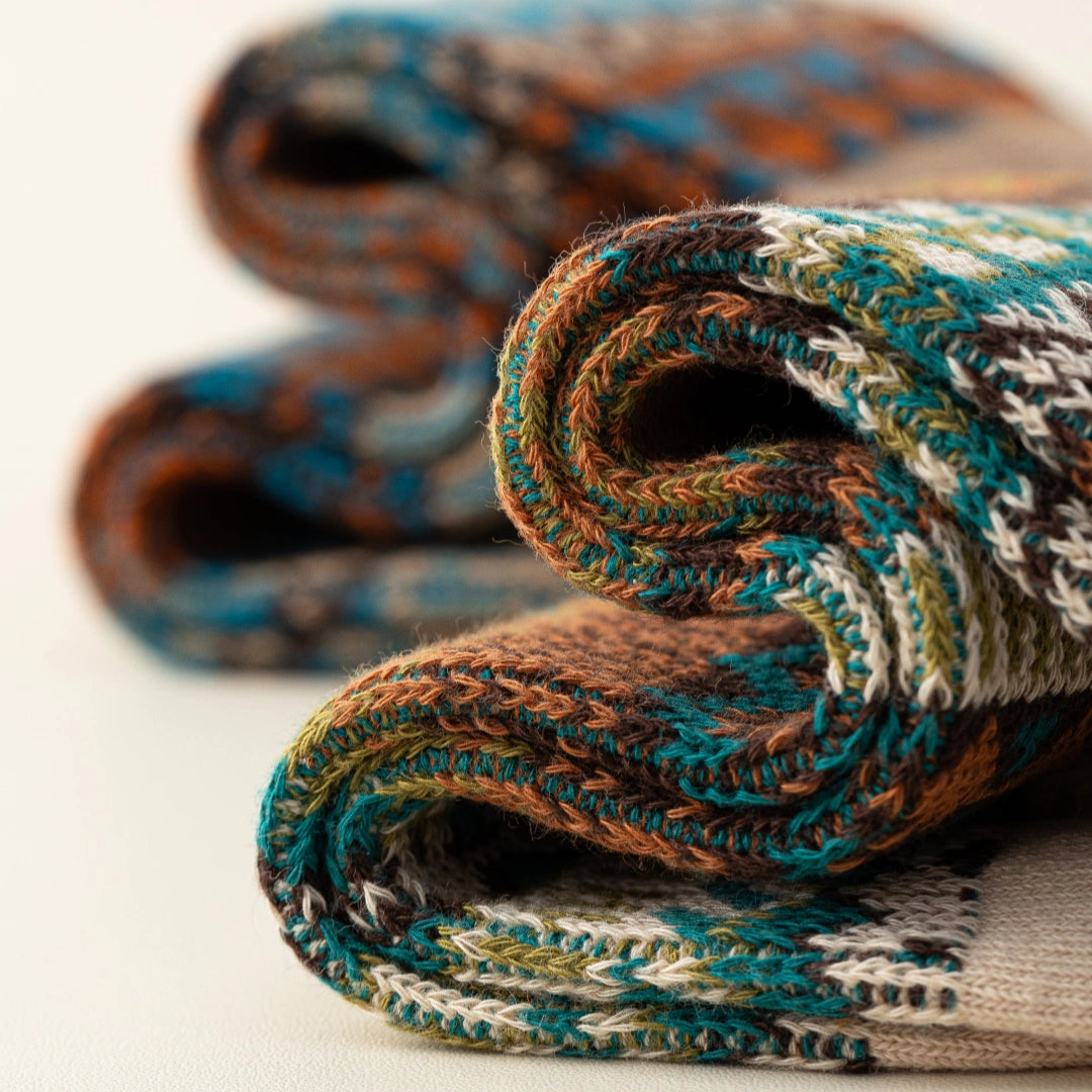 Men's Vintage Fair Isle Textured Wool Blend Ankle Socks