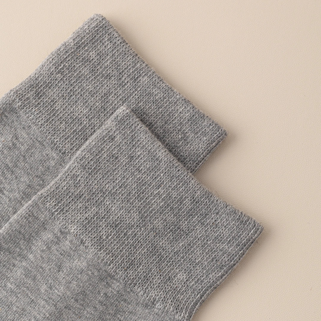 Men's Dual-Layer Cotton Exterior & Merino Wool Lined Ribbed Crew Socks