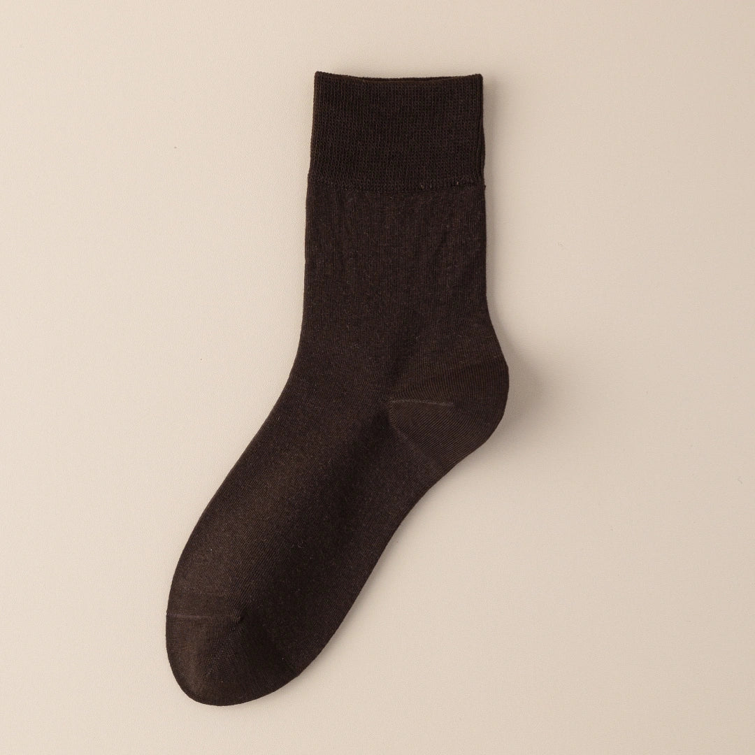 Men's Dual-Layer Cotton Exterior & Merino Wool Lined Ribbed Crew Socks