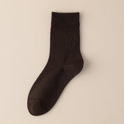 Men's Dual-Layer Cotton Exterior & Merino Wool Lined Ribbed Crew Socks