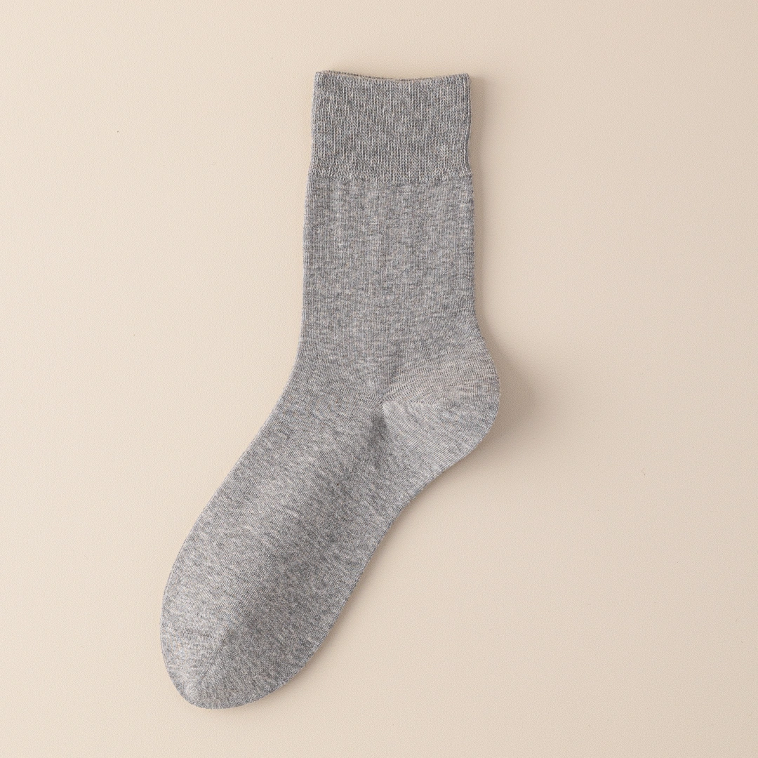Men's Dual-Layer Cotton Exterior & Merino Wool Lined Ribbed Crew Socks