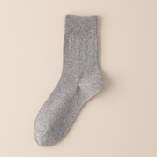Men's Dual-Layer Cotton Exterior & Merino Wool Lined Ribbed Crew Socks