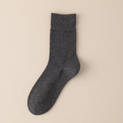 Men's Dual-Layer Cotton Exterior & Merino Wool Lined Ribbed Crew Socks