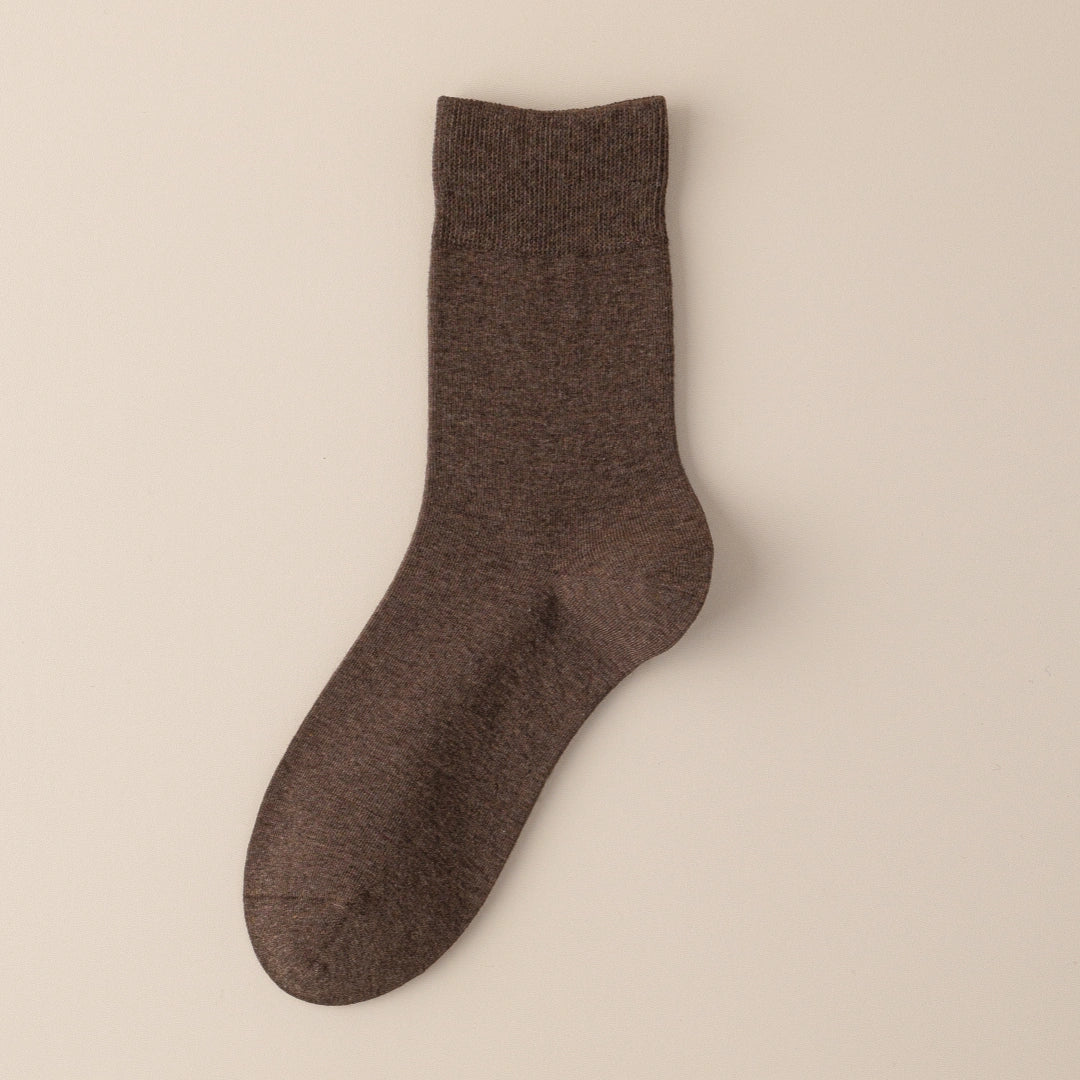Men's Dual-Layer Cotton Exterior & Merino Wool Lined Ribbed Crew Socks
