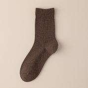 Men's Dual-Layer Cotton Exterior & Merino Wool Lined Ribbed Crew Socks