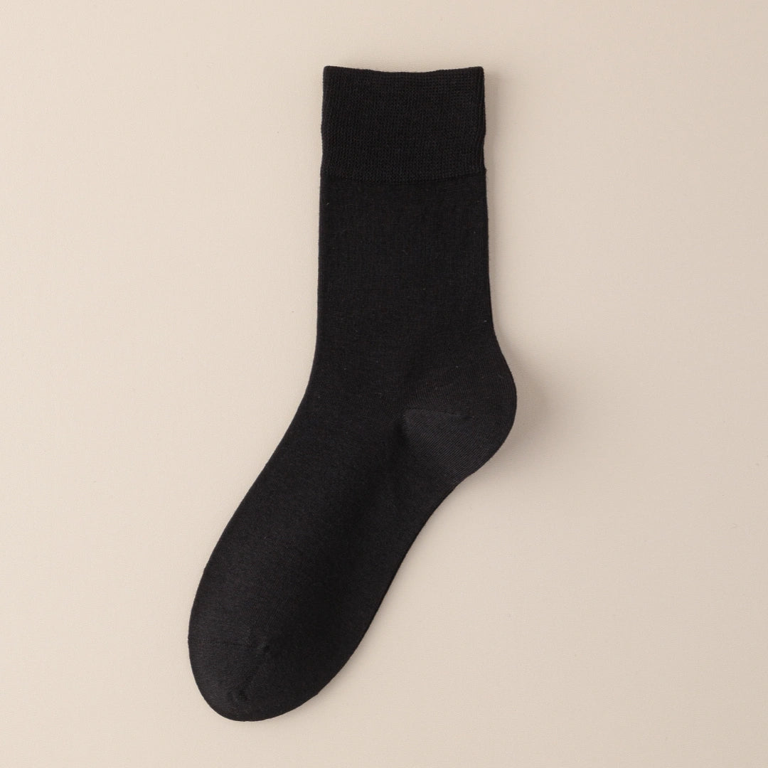 Men's Dual-Layer Cotton Exterior & Merino Wool Lined Ribbed Crew Socks