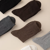 Men's Dual-Layer Cotton Exterior & Merino Wool Lined Ribbed Crew Socks