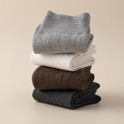 Men's Dual-Layer Cotton Exterior & Merino Wool Lined Ribbed Crew Socks