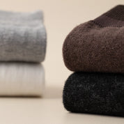 Men's Dual-Layer Cotton Exterior & Merino Wool Lined Ribbed Crew Socks