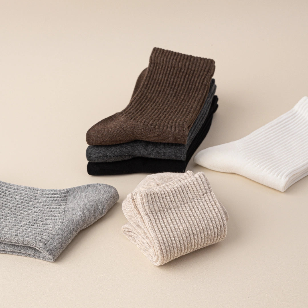 Men's Dual-Knit Cotton-Faced Merino Wool-Lined Thermal Crew Socks