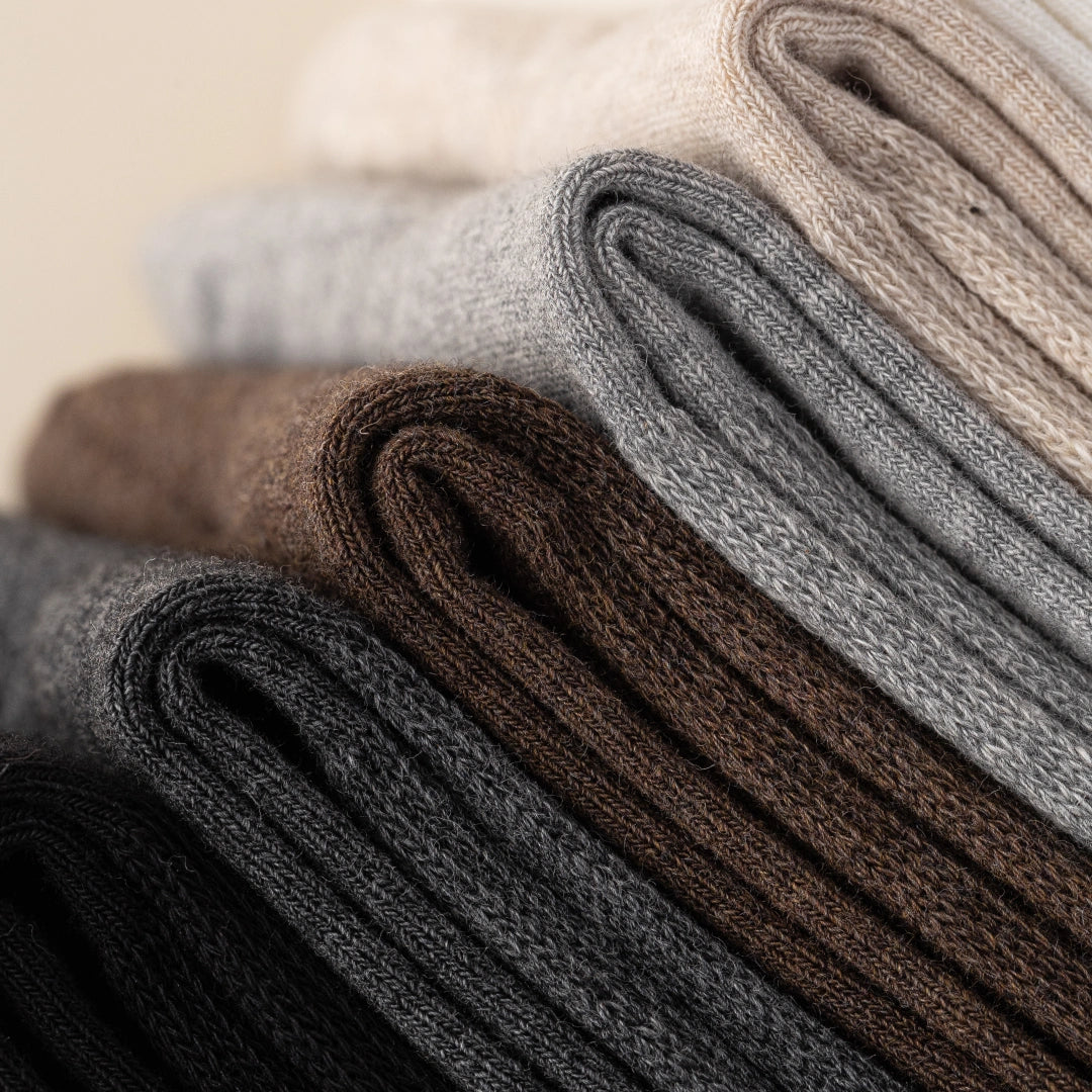 Men's Dual-Knit Cotton-Faced Merino Wool-Lined Thermal Crew Socks
