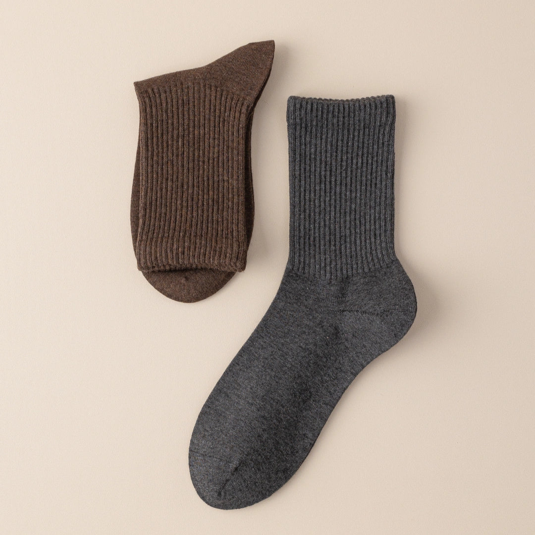 Men's Dual-Knit Cotton-Faced Merino Wool-Lined Thermal Crew Socks