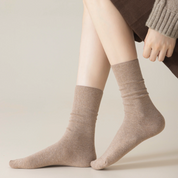 Person wearing Women's 98% Cotton Sand Heather Crew Socks