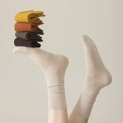Women's 98% Cotton Seamless Heather Crew Socks, Oatmeal Heather toes.