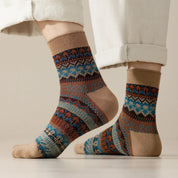 Men's Vintage Fair Isle Textured Wool Blend Ankle Socks