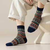 Men's Vintage Fair Isle Textured Wool Blend Ankle Socks