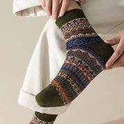 Men's Vintage Fair Isle Textured Wool Blend Ankle Socks