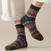 Men's Vintage Fair Isle Textured Wool Blend Ankle Socks
