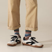 Men's Vintage Fair Isle Textured Wool Blend Crew Socks