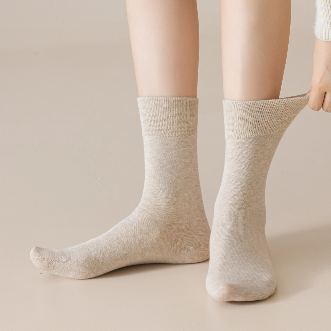 Men's Dual-Layer Cotton Exterior & Merino Wool Lined Ribbed Crew Socks