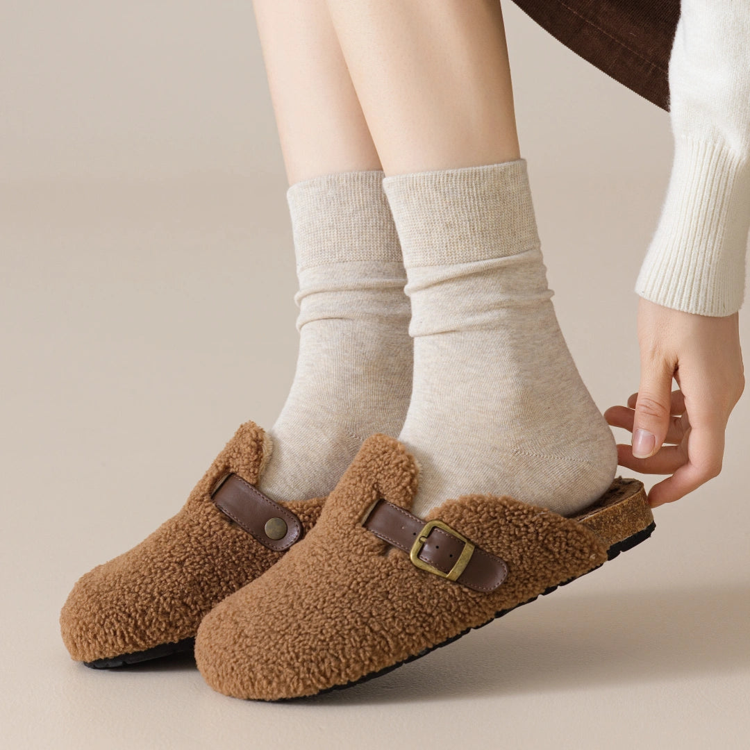 Men's Dual-Layer Cotton Exterior & Merino Wool Lined Ribbed Crew Socks