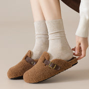 Men's Dual-Layer Cotton Exterior & Merino Wool Lined Ribbed Crew Socks
