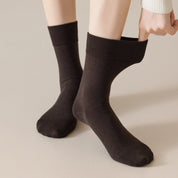 Men's Dual-Layer Cotton Exterior & Merino Wool Lined Ribbed Crew Socks