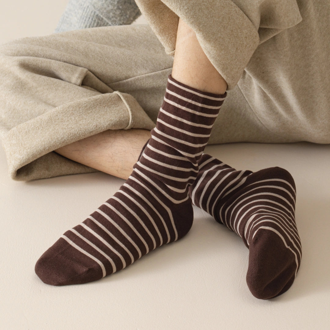 Men's 99% Combed Cotton Striped Bed & Sleep Socks