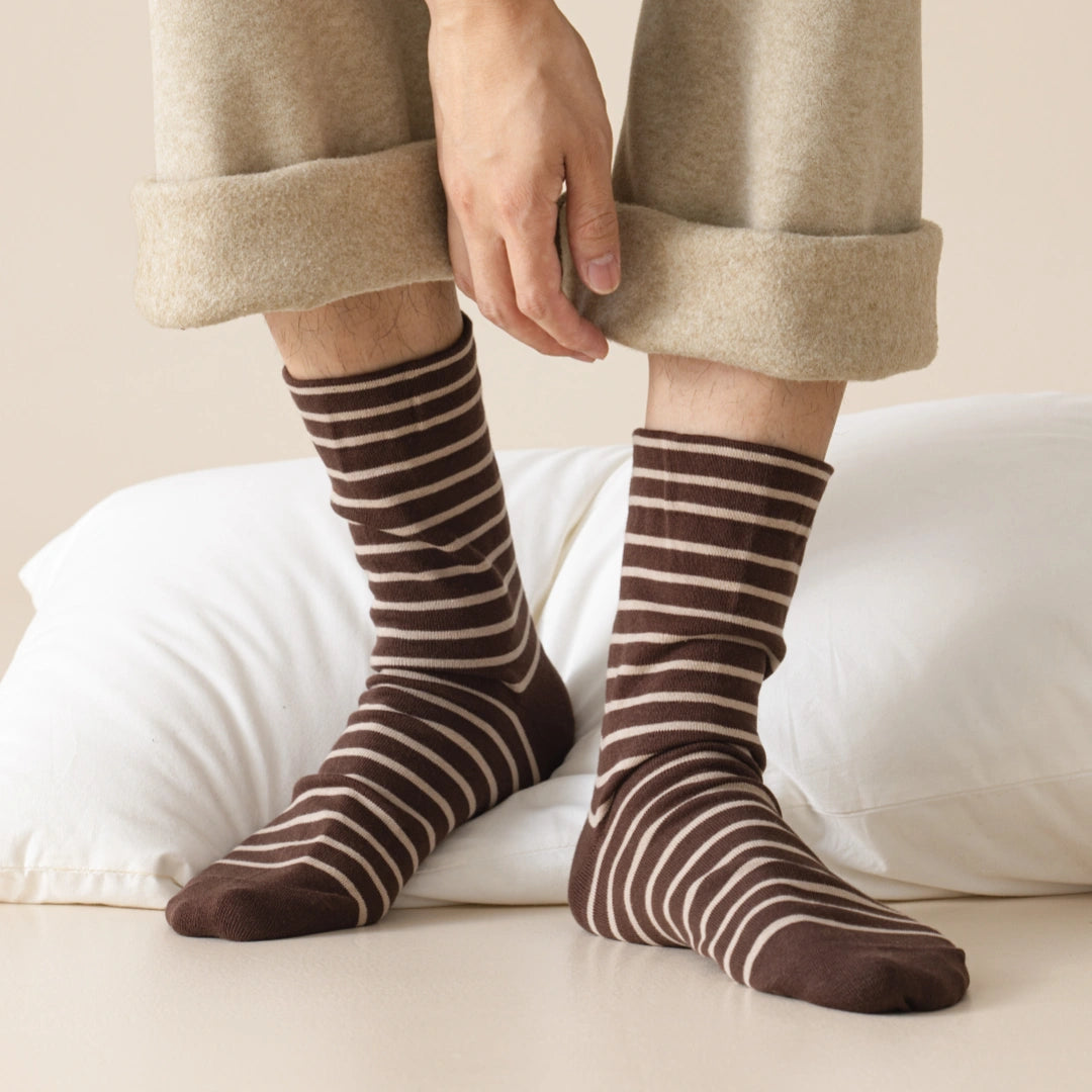 Men's 99% Combed Cotton Striped Bed & Sleep Socks
