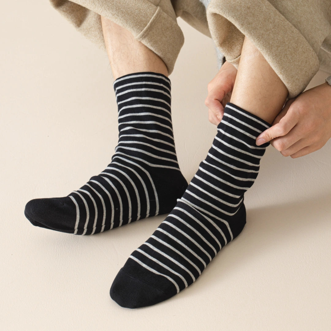 Men's 99% Combed Cotton Striped Bed & Sleep Socks