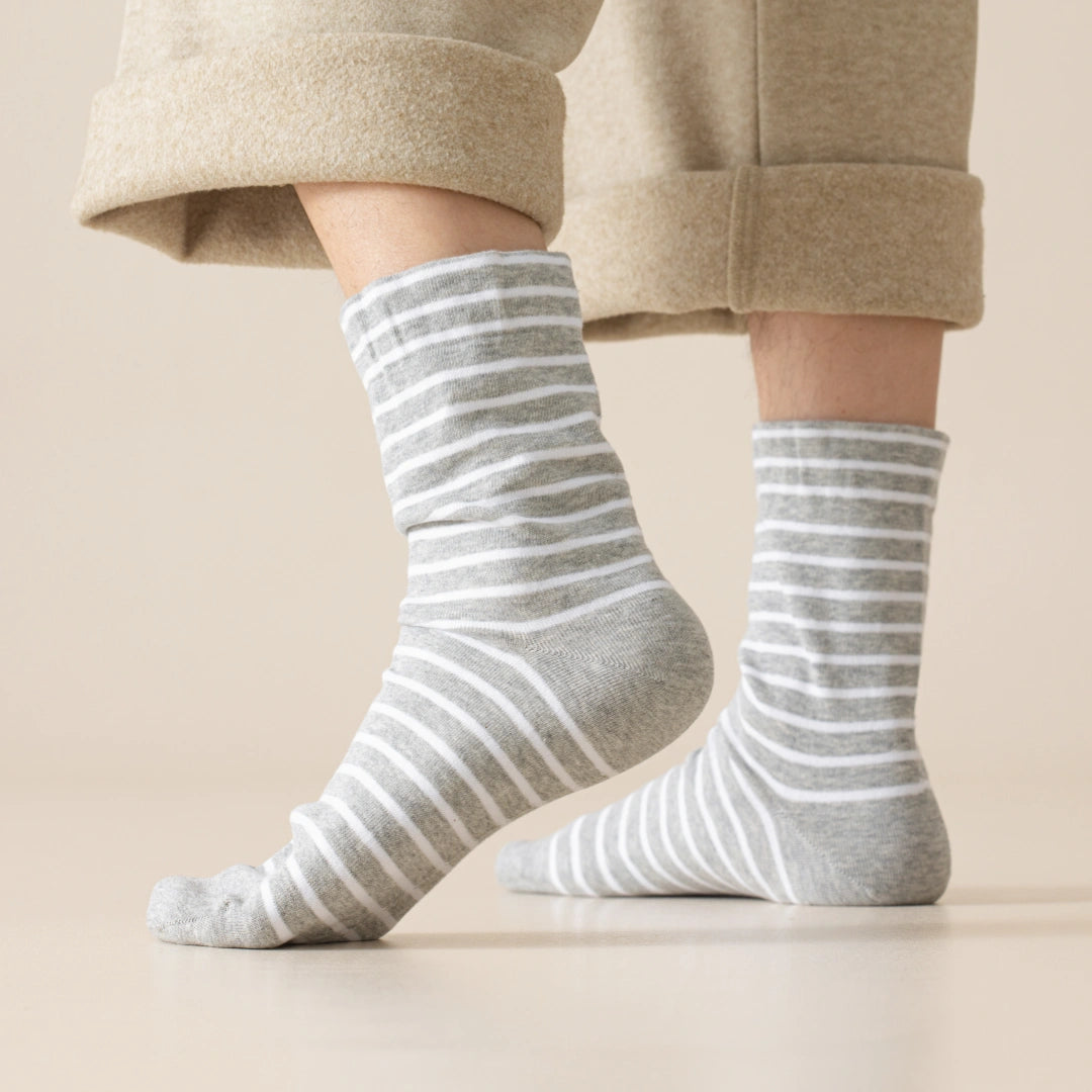 Men's 99% Combed Cotton Striped Bed & Sleep Socks