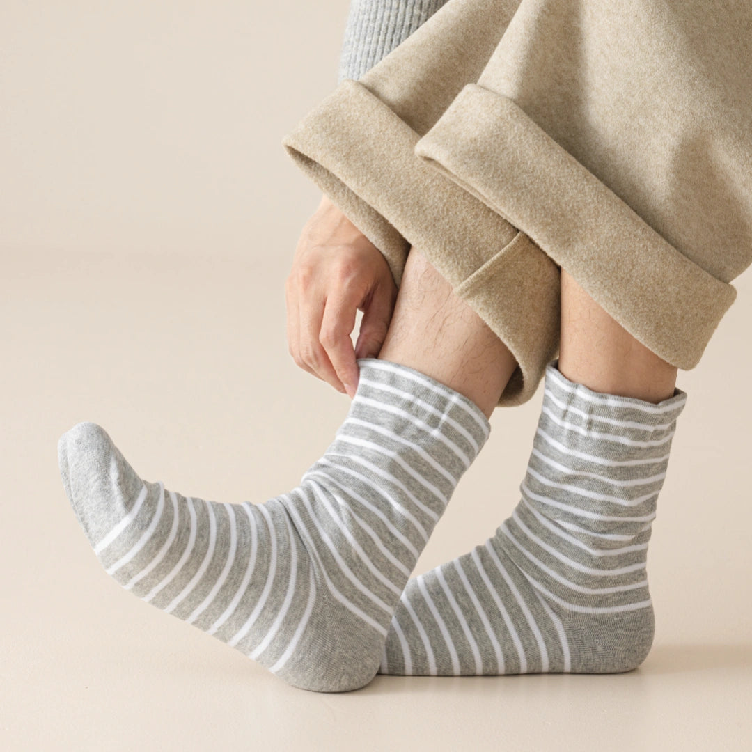 Men's 99% Combed Cotton Striped Bed & Sleep Socks
