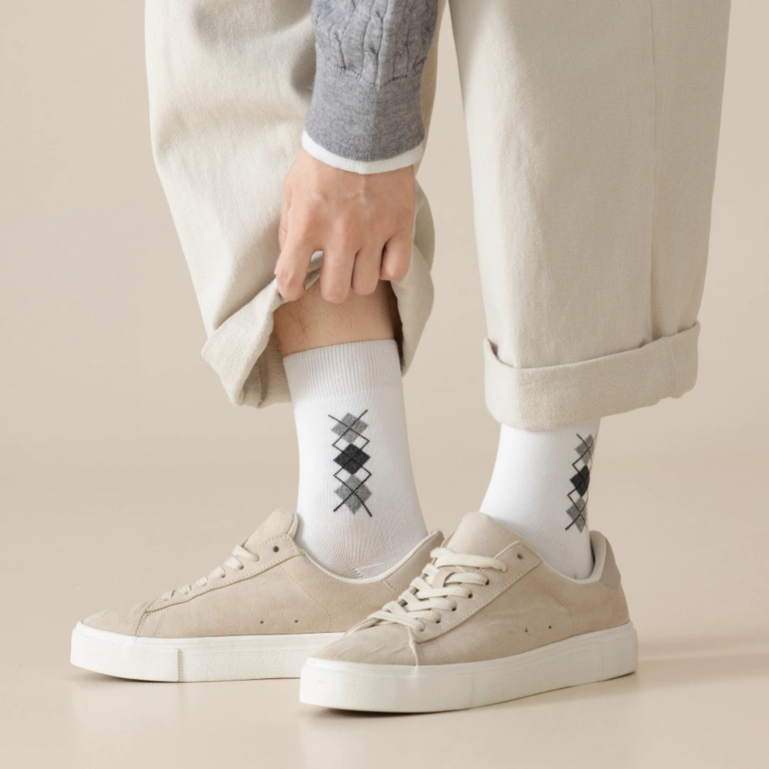 Men's 98% Premium Combed Cotton Classic Argyle Crew Socks
