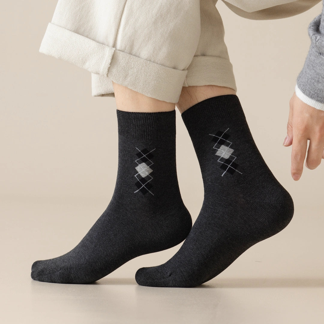 Men's 98% Premium Combed Cotton Classic Argyle Crew Socks