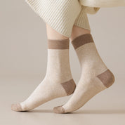 Women's 98% Cotton 5.5" Color-Block Full Terry Crew Socks