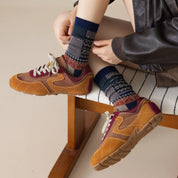 Women's Combed Cotton Blend 7.1" Textured Knit Multi-Pattern Crew Socks