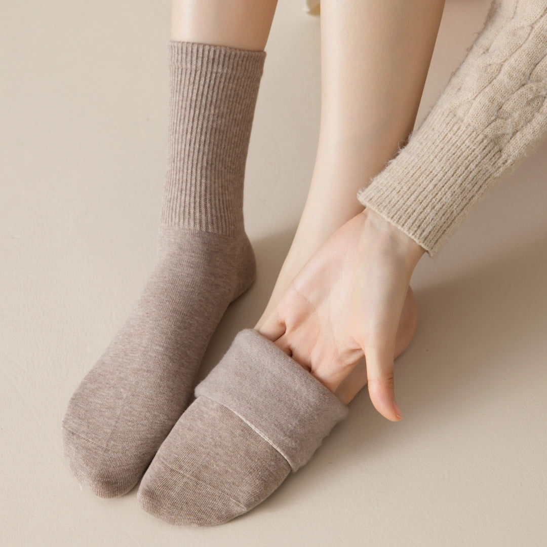 Women's Dual-Knit Cotton-Faced Wool-Lined Thermal Crew Socks