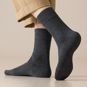 Men's Dual-Layer Cotton Exterior & Merino Wool Lined Ribbed Crew Socks